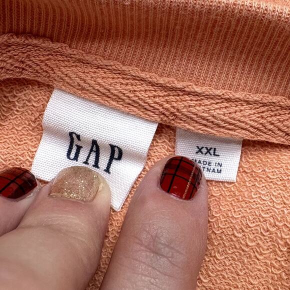 Gap Size XXL Cropped Sweatshirt Short Sleeve Relaxed Peach Slouchy Loungewear - Picture 5 of 13